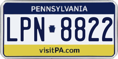 PA license plate LPN8822