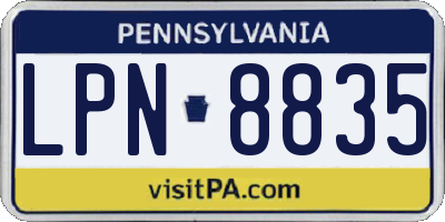 PA license plate LPN8835