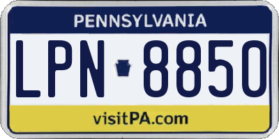 PA license plate LPN8850