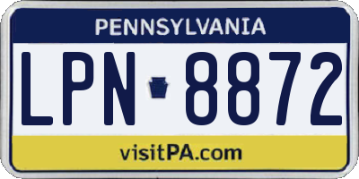 PA license plate LPN8872