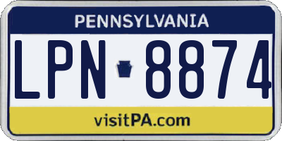 PA license plate LPN8874