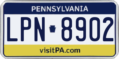 PA license plate LPN8902
