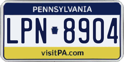PA license plate LPN8904
