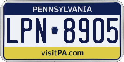 PA license plate LPN8905