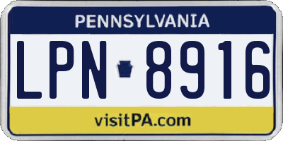 PA license plate LPN8916