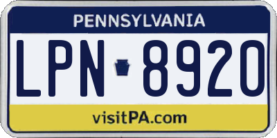 PA license plate LPN8920