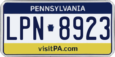 PA license plate LPN8923