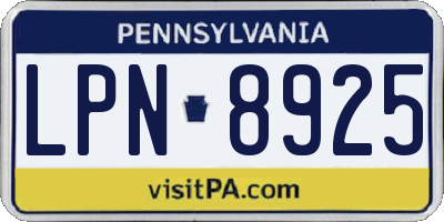 PA license plate LPN8925