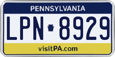 PA license plate LPN8929
