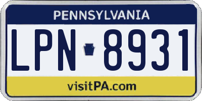 PA license plate LPN8931
