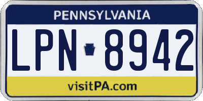 PA license plate LPN8942