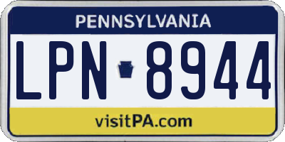 PA license plate LPN8944