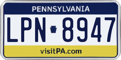 PA license plate LPN8947