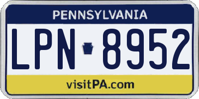 PA license plate LPN8952