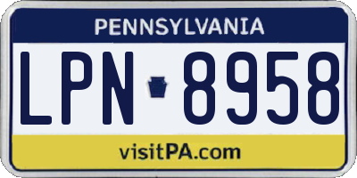 PA license plate LPN8958