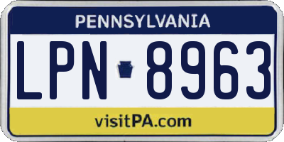PA license plate LPN8963