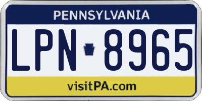 PA license plate LPN8965