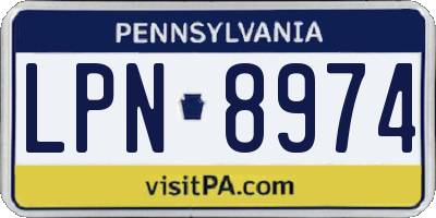 PA license plate LPN8974