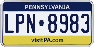PA license plate LPN8983