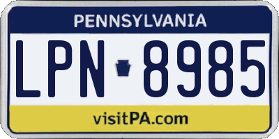 PA license plate LPN8985