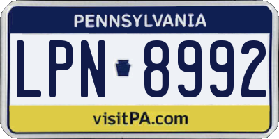 PA license plate LPN8992
