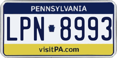 PA license plate LPN8993