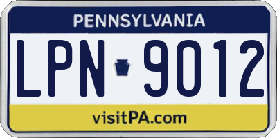 PA license plate LPN9012