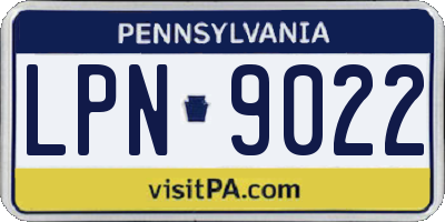 PA license plate LPN9022