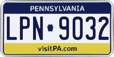 PA license plate LPN9032