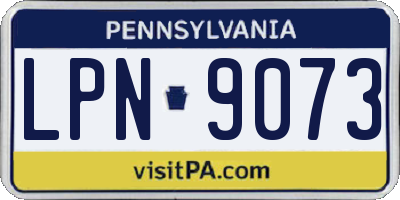PA license plate LPN9073