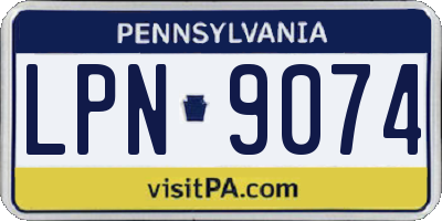 PA license plate LPN9074