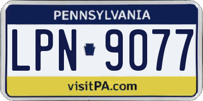 PA license plate LPN9077