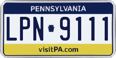 PA license plate LPN9111