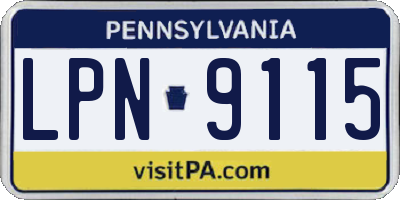 PA license plate LPN9115