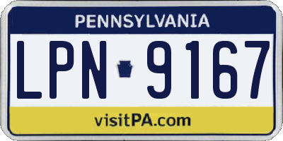 PA license plate LPN9167