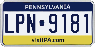 PA license plate LPN9181