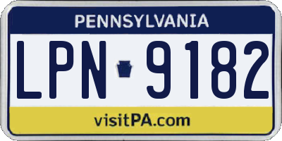 PA license plate LPN9182