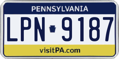 PA license plate LPN9187