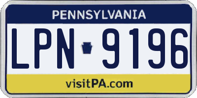 PA license plate LPN9196