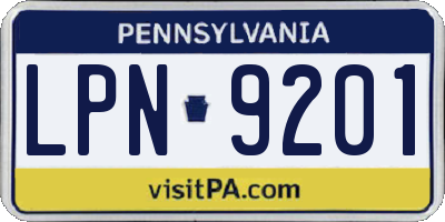PA license plate LPN9201