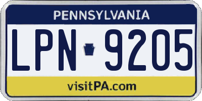PA license plate LPN9205