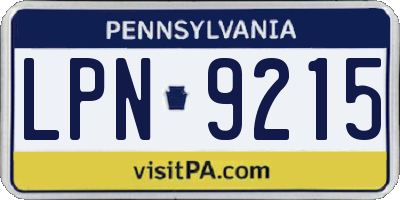 PA license plate LPN9215