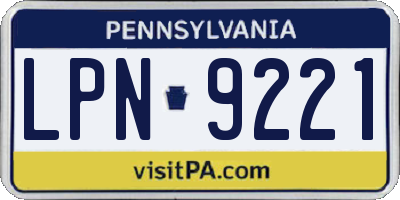 PA license plate LPN9221