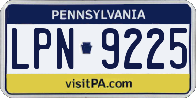 PA license plate LPN9225