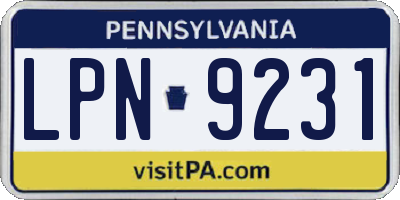 PA license plate LPN9231
