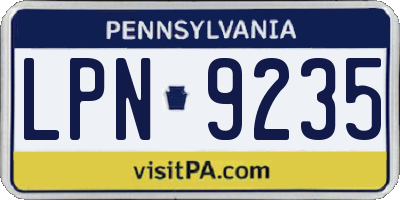 PA license plate LPN9235