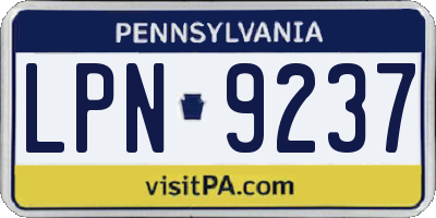 PA license plate LPN9237