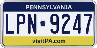 PA license plate LPN9247