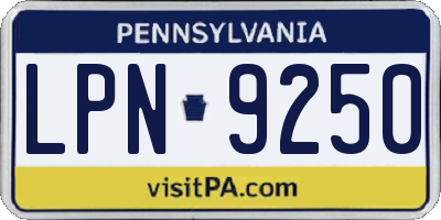 PA license plate LPN9250