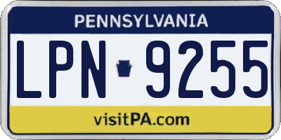PA license plate LPN9255